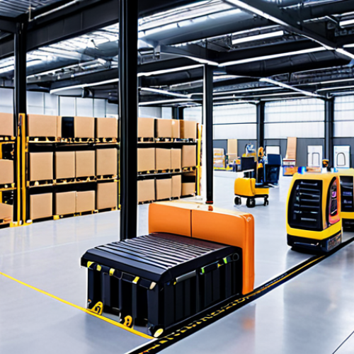 Home 4 "A modern logistics warehouse interior, brightly lit, showcasing a collaborative workspace with diverse professionals analyzing data dashboards displaying real-time supply chain metrics. In the background, autonomous robots are efficiently sorting packages and loading automated conveyors. Focus on teamwork, efficiency, and the integration of technology with human expertise. Depict a sense of innovation and forward-thinking in the logistics industry. Style: Clean, professional, and slightly futuristic."